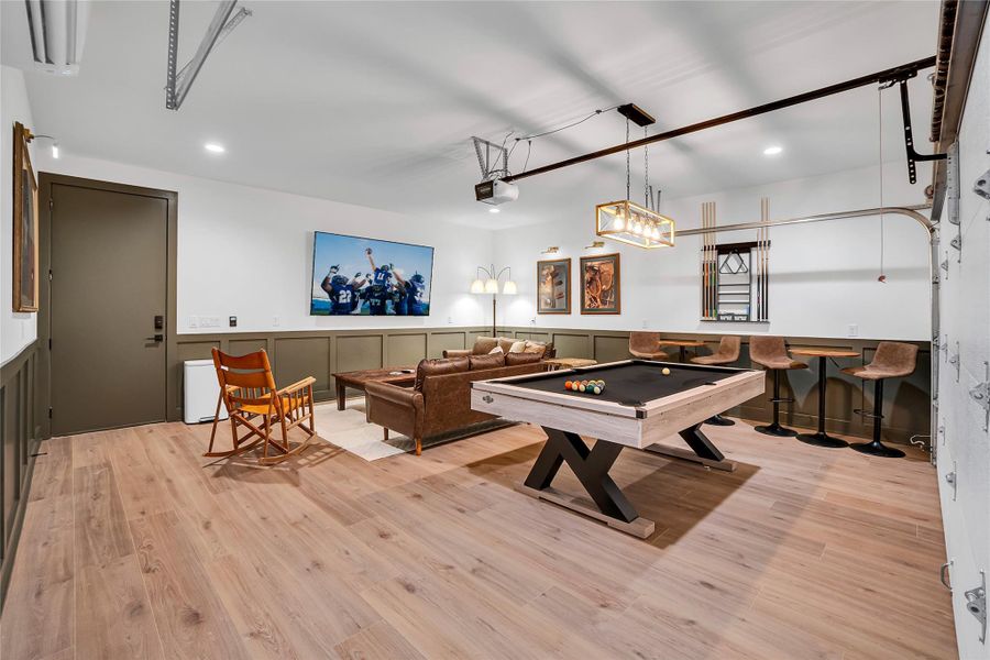 Rec room featuring billiards, recessed lighting, and light wood-style floors Rec room featuring billiards, recessed lighting, and light wood-style floors