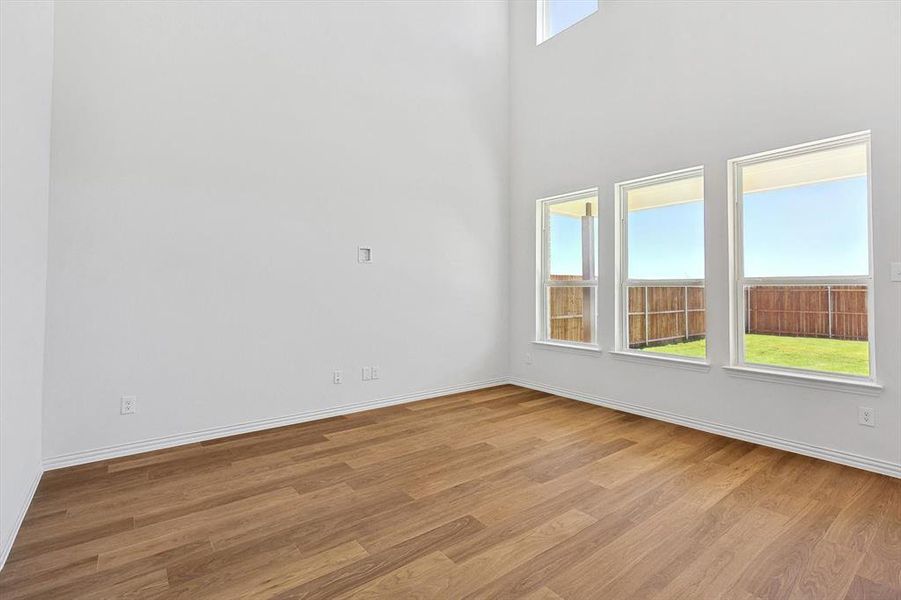 Unfurnished room with light wood-type flooring