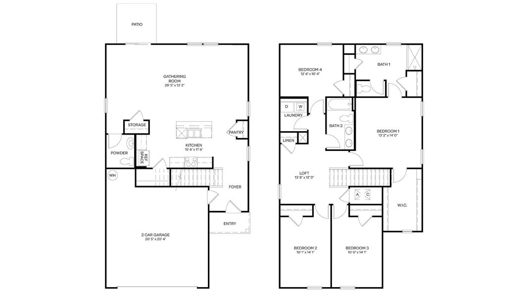 2D floor plan layout for the Elston by D.R. Horton in Rookery, Green Cove Springs, FL (Image 3).