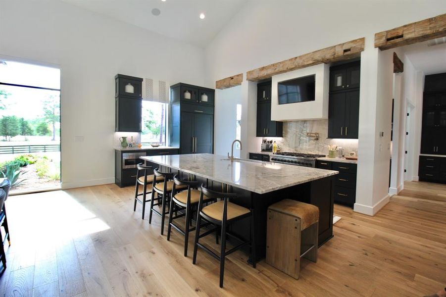 Gorgeous wood beams complete this kitchens charm.