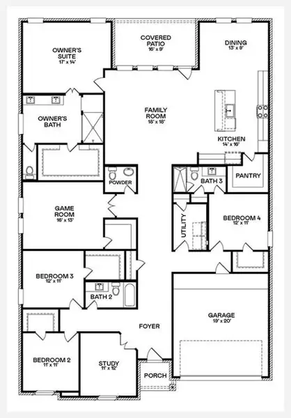 2D floor plan layout of this home in The Preserve at Rosenberg, Rosenberg, TX (Image 2).