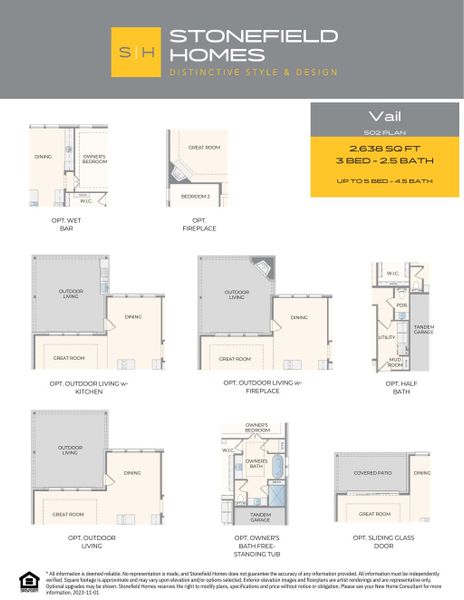 2D floor plan layout for the Vail by Stonefield Homes in Heath Golf and Yacht Club, Rockwall, TX (Image 6).