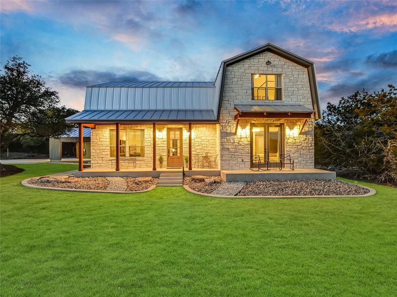 Escondida Farmhouse Exterior Front with Xeriscape