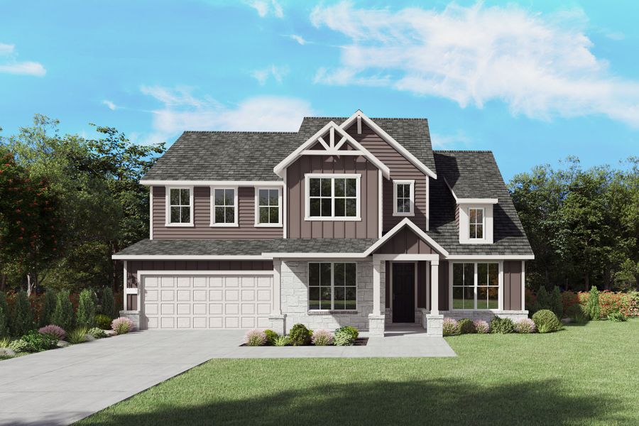 The Ferris, a two-story new home design shown with home exterior HC 201
