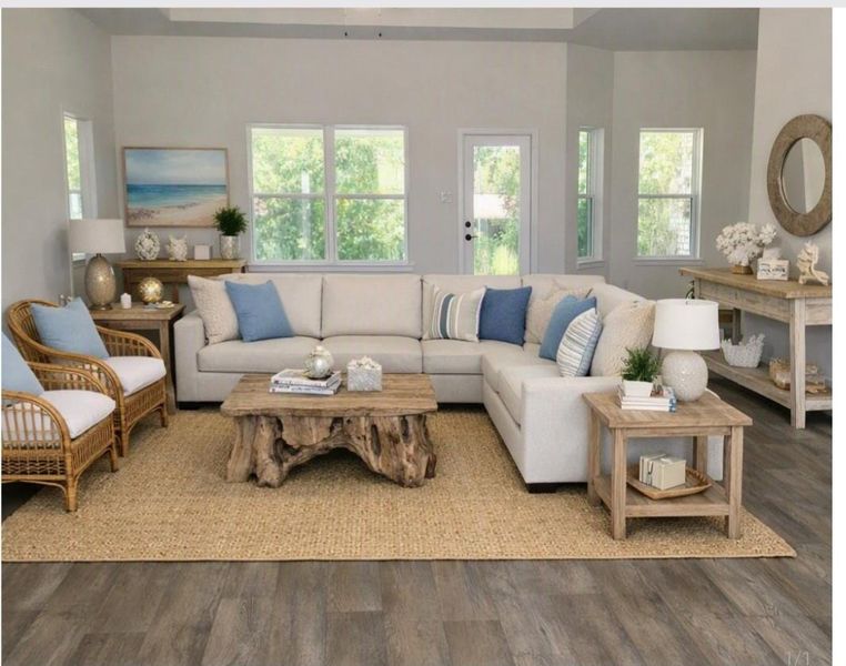 Staged living space in a very open great for entertaining family and friends Staged living space in a very open great for entertaining family and friends