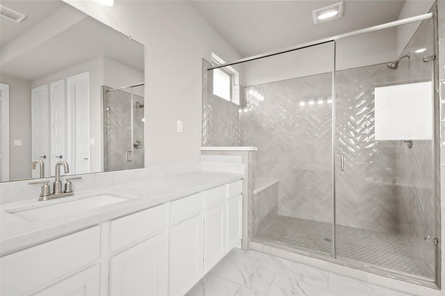 Large walk-in shower in the owner's bath