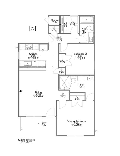 2D floor plan layout for the The 997 by Stylecraft Builders in The Cottages at Pagosa Springs, Bryan, TX (Image 3). 2D floor plan layout for the The 997 by Stylecraft Builders in The Cottages at Pagosa Springs, Bryan, TX (Image 3).