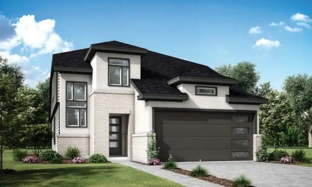 Front exterior of a new home in , Iowa Colony, TX, highlighting curb appeal (Image 1). Front exterior of a new home in , Iowa Colony, TX, highlighting curb appeal (Image 1).