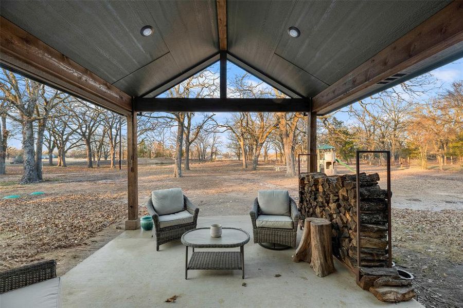 Imagine enjoying a summer morning on the back covered patio taking in the view of the treed backyard and pond Imagine enjoying a summer morning on the back covered patio taking in the view of the treed backyard and pond