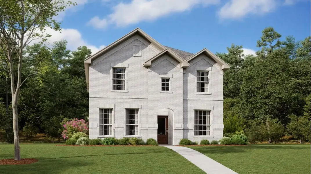 Front exterior of a new home in Solterra, Mesquite, TX, highlighting curb appeal (Image 1). Front exterior of a new home in Solterra, Mesquite, TX, highlighting curb appeal (Image 1).