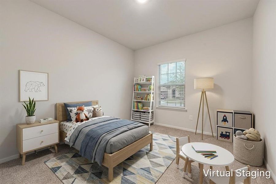 Neutral-toned room featuring a single window with blinds