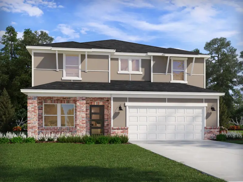 Front exterior of a new home in River Ridge, Clarksville, TN, highlighting curb appeal (Image 1). Front exterior of a new home in River Ridge, Clarksville, TN, highlighting curb appeal (Image 1).