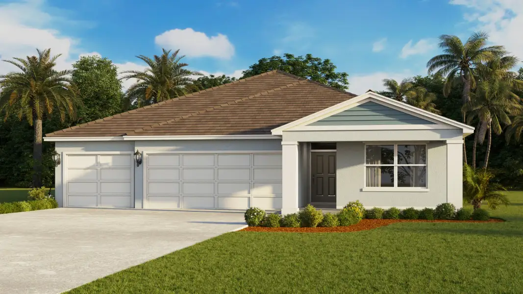 Representative exterior photo of a completed home built from the Madison by D.R. Horton in Estates at Northwoods, St. Cloud, FL (Image 16).