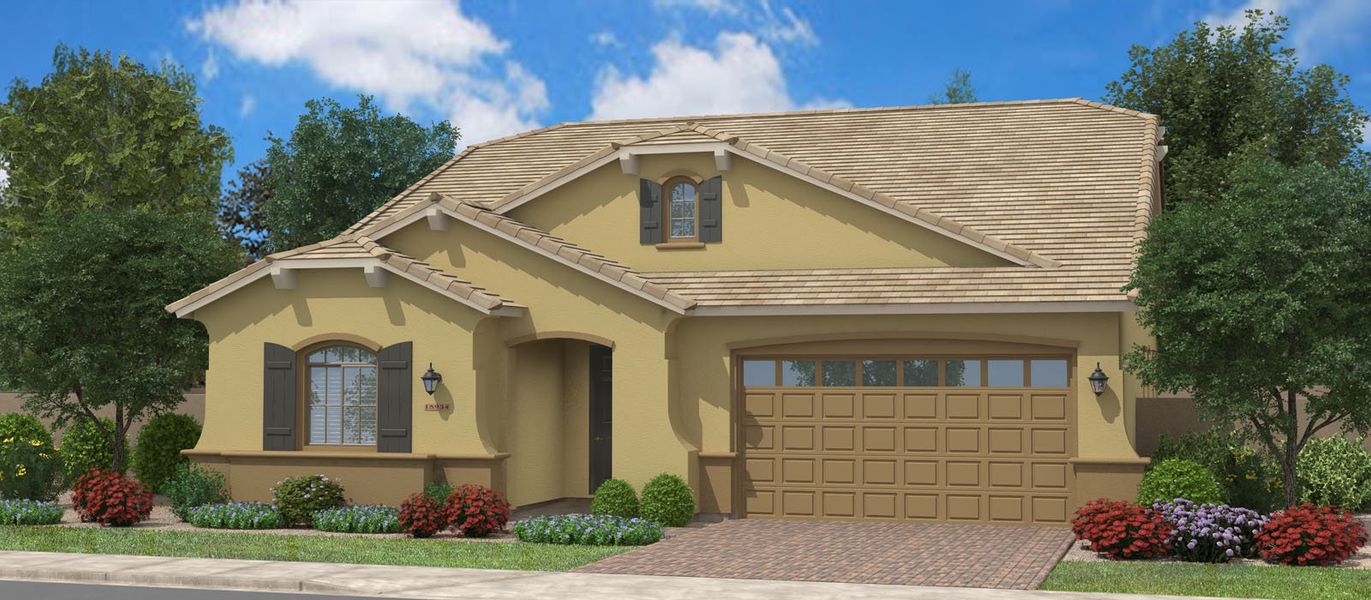 Representative exterior photo of a completed home built from the Harris Beach w/Loft by Fulton Homes in North Shore at Promenade, Queen Creek, AZ (Image 5).