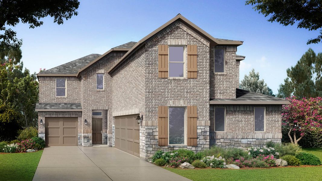 Representative exterior photo of a completed home built from the Yorktown by D.R. Horton in Eden Ranch, Arlington, TX (Image 4).