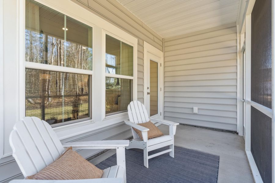 Exterior details and patio area of a home in Horizons at Summers Corner | 55+, Summerville (Image 29).