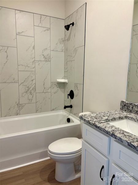 Photo Taken 11/29 Secondary Bath With Tiled Shower And Granite Counters