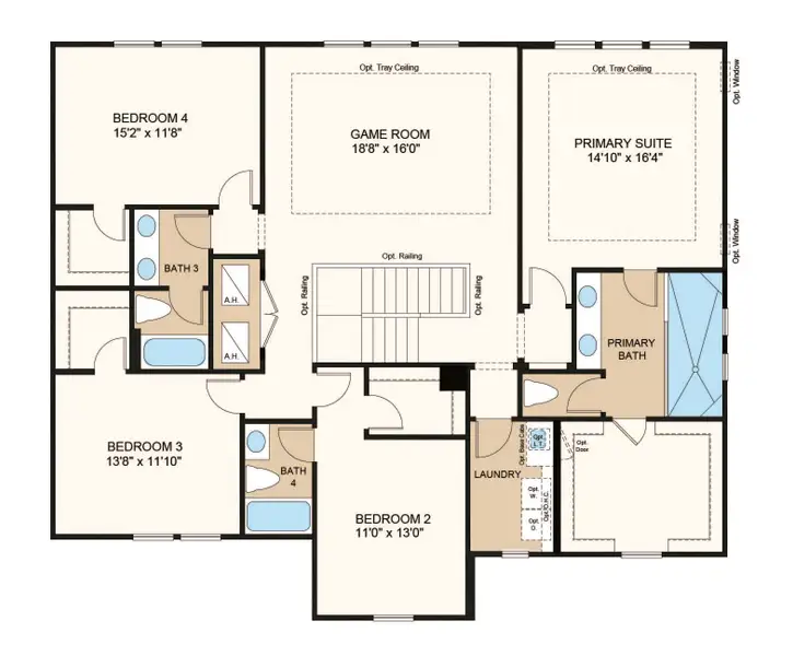 2D floor plan layout of this home in Headwaters at Lofton Creek, Yulee, FL (Image 4).