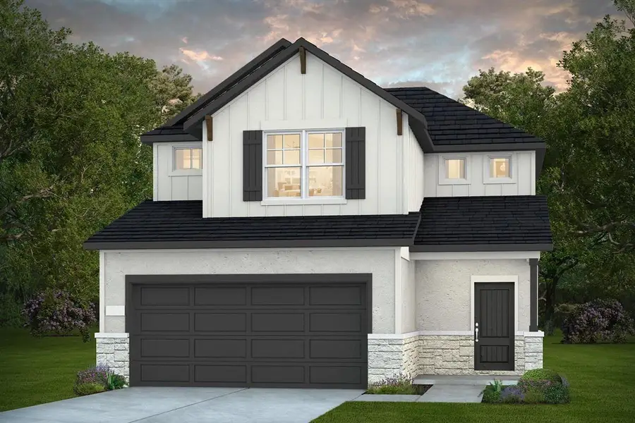 Front exterior of a new home in Ryehill, Sugar Land, TX, highlighting curb appeal (Image 1). Front exterior of a new home in Ryehill, Sugar Land, TX, highlighting curb appeal (Image 1).