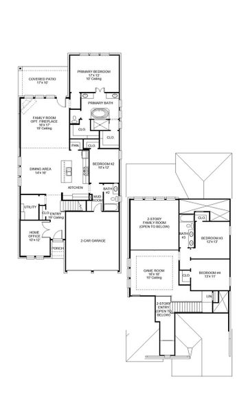 2D floor plan layout of this home in Lariat 50', Liberty Hill, TX (Image 2).