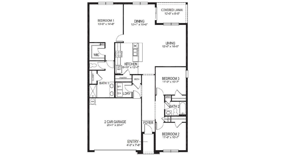 2D floor plan layout of this home in Crosswinds, Haines City, FL (Image 4).
