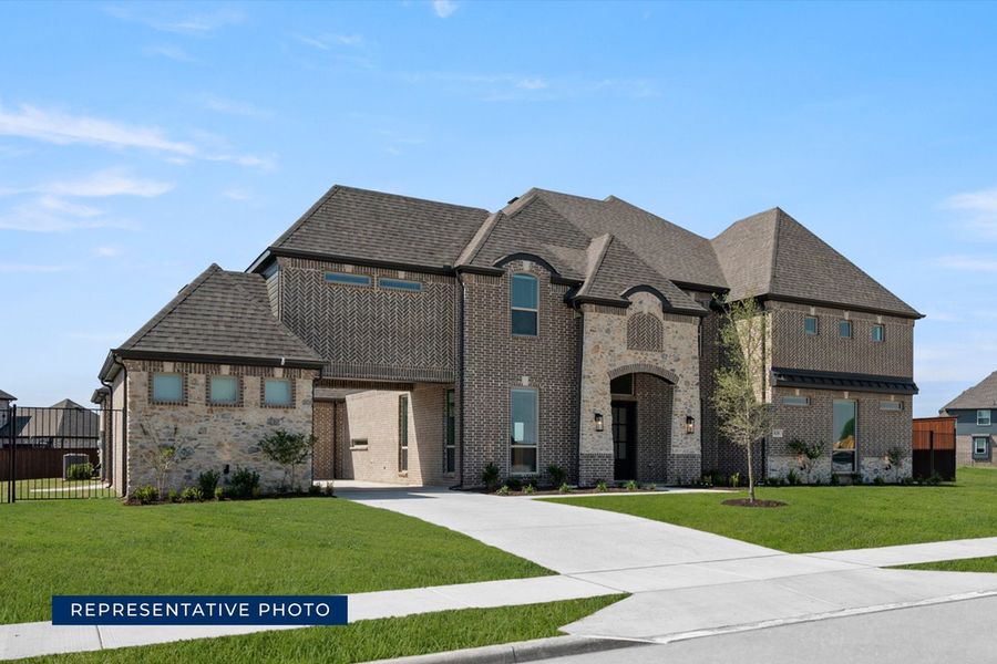 Representative exterior photo of a completed home built from the Adkisson PC (w/Media) by First Texas Homes in Broadmoor Estates, Ovilla, TX (Image 2). Representative exterior photo of a completed home built from the Adkisson PC (w/Media) by First Texas Homes in Broadmoor Estates, Ovilla, TX (Image 2).