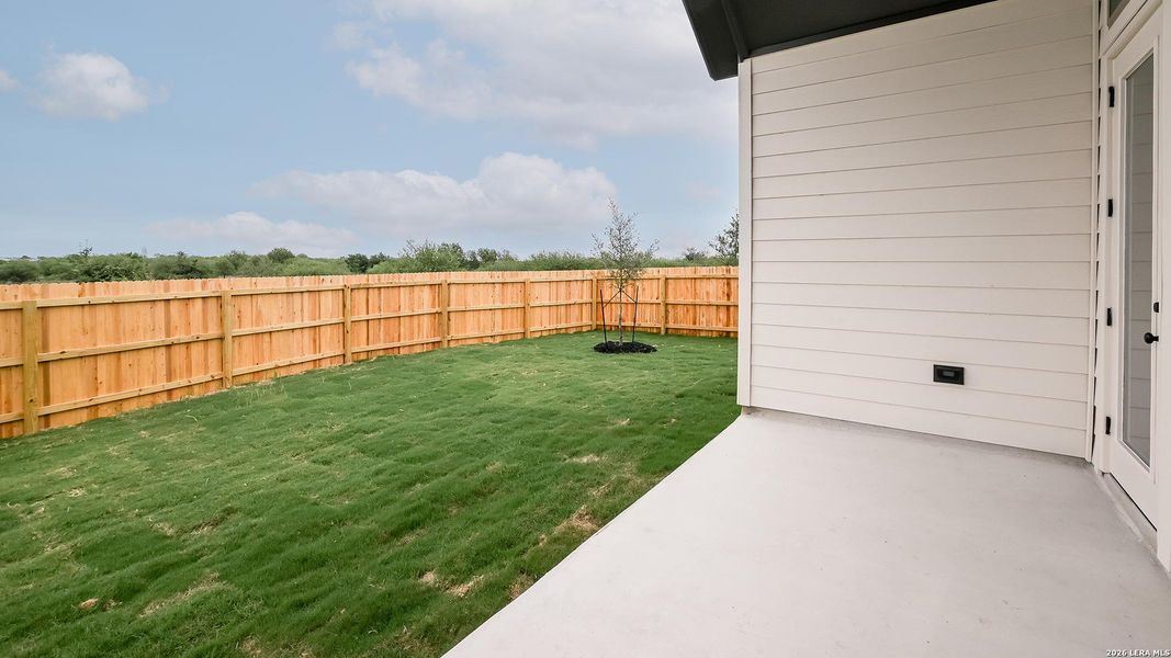 Exterior details and patio area of a home in The Parklands, Schertz (Image 4). Exterior details and patio area of a home in The Parklands, Schertz (Image 4).