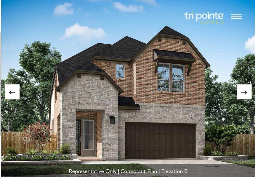 Front exterior of a new home in Trillium 40′, Richmond, TX, highlighting curb appeal (Image 1).