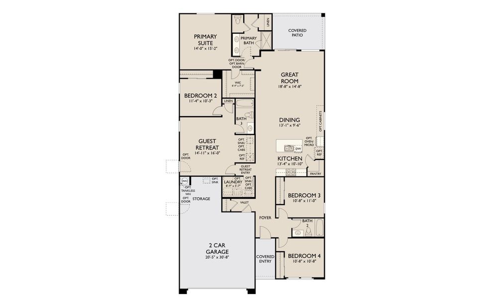 2D floor plan layout for the Sunflower by Ashton Woods in Aloravita, Peoria, AZ (Image 4).
