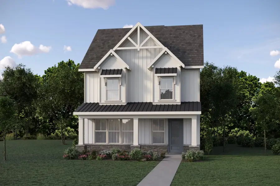 Representative exterior photo of a completed home built from the Willow by Baker Residential in Atwater Station - Village Collection, Fuquay Varina, NC (Image 1). Representative exterior photo of a completed home built from the Willow by Baker Residential in Atwater Station - Village Collection, Fuquay Varina, NC (Image 1).