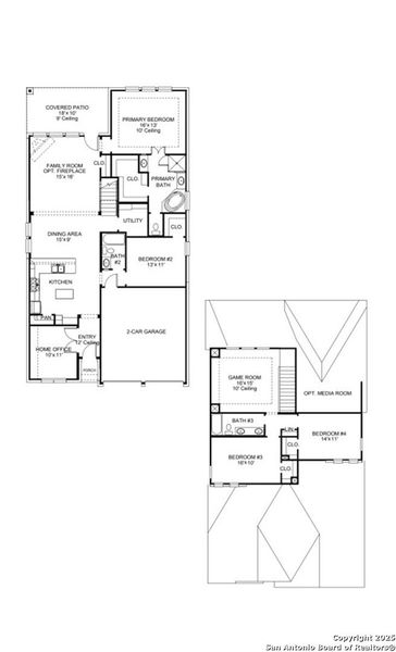 2D floor plan layout of this home in Kallison Ranch 45', San Antonio, TX (Image 2).