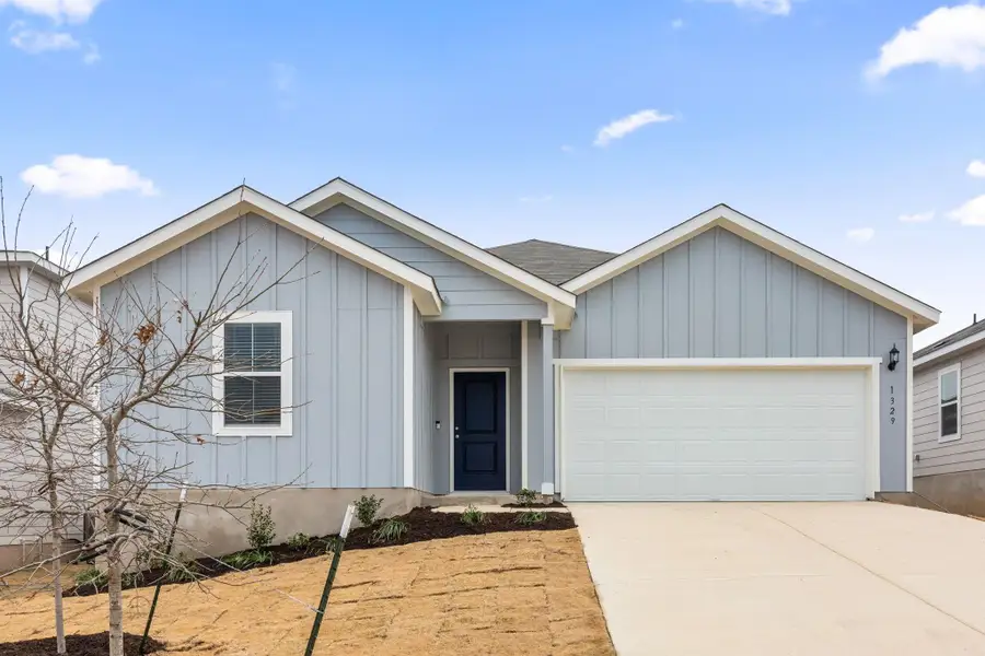 Front exterior of a new home in Skyview, Belton, TX, highlighting curb appeal (Image 1). Front exterior of a new home in Skyview, Belton, TX, highlighting curb appeal (Image 1).