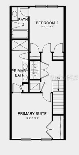 2D floor plan layout of this home in The Townhomes at Westview, Kissimmee, FL (Image 3).