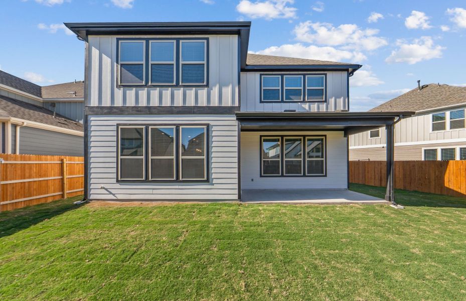 Exterior details and patio area of a home in Santa Rita Ranch, Liberty Hill (Image 31). Exterior details and patio area of a home in Santa Rita Ranch, Liberty Hill (Image 31).