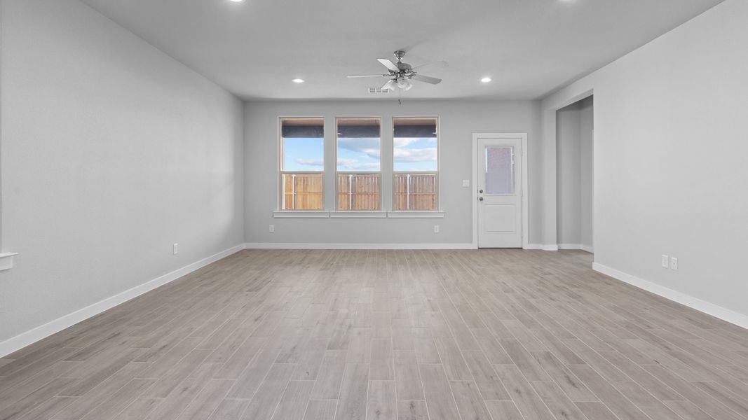 Representative unfurnished interior of a home built from the Live Oak by D.R. Horton in Northwest Passage, Midland (Image 14). Representative unfurnished interior of a home built from the Live Oak by D.R. Horton in Northwest Passage, Midland (Image 14).