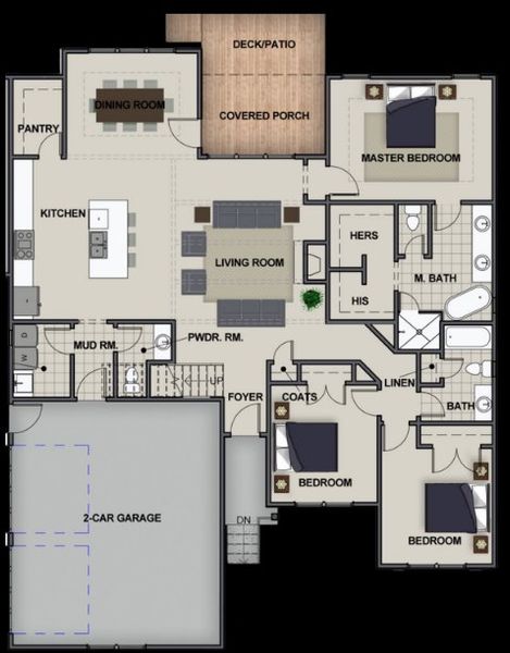 2D floor plan layout of this home in Creekside, Cleveland, TN (Image 2). 2D floor plan layout of this home in Creekside, Cleveland, TN (Image 2).