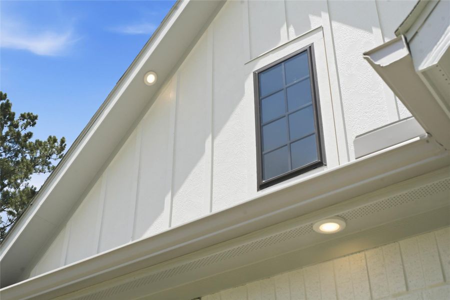 A prominent gabled roofline frames a large window in this beautiful elevation of 17732 Gold Saddle. A prominent gabled roofline frames a large window in this beautiful elevation of 17732 Gold Saddle.