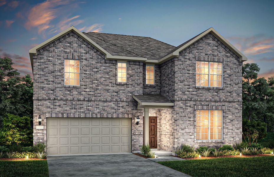 The Albany, a two-story home with 2-car garage, shown with Home Exterior 33