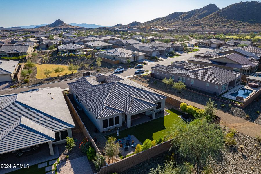 Aerial with mountain views