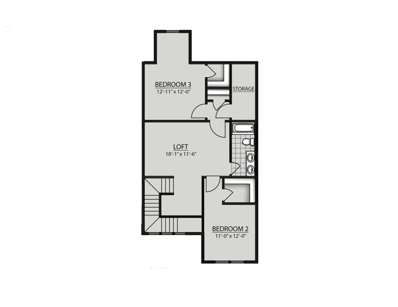 2D floor plan layout for the Aspen by DSLD Homes in Tiger Hill Townhomes, Murfreesboro, TN (Image 3).