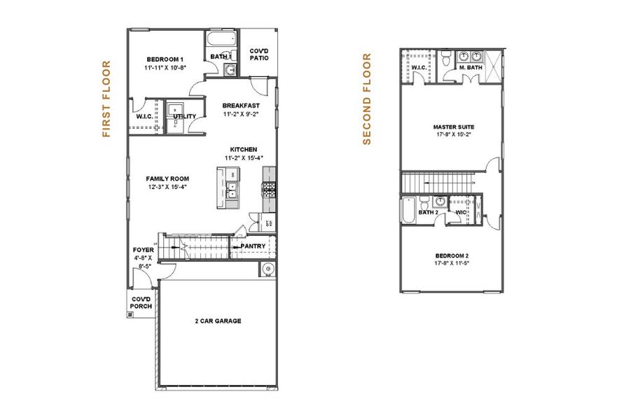 2D floor plan layout for the Hera 1605 SB by Saratoga Homes in Glendale Lakes, Rosharon, TX (Image 3).