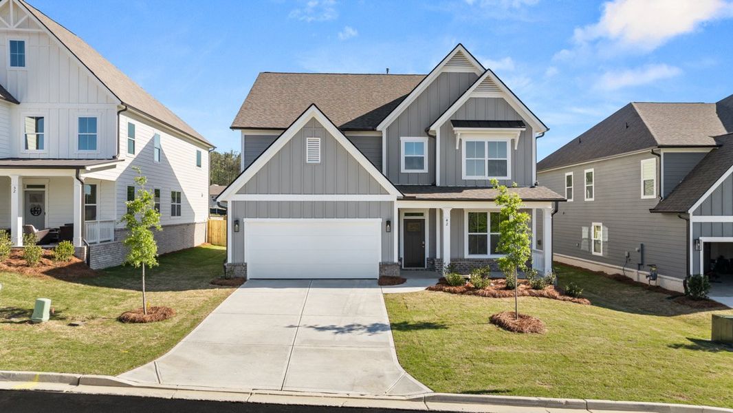 Representative exterior photo of a completed home built from the BELLVIEW by D.R. Horton in Hamptons at Riverwood South, Dallas, GA (Image 26).
