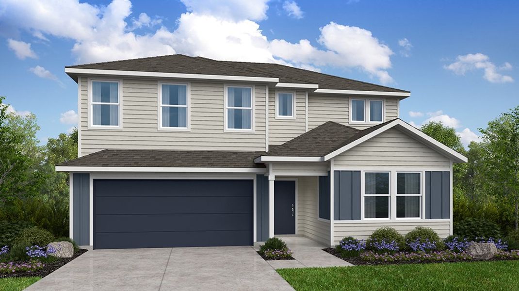 Representative exterior photo of a completed home built from the Warbler by Taylor Morrison in Longview 50s, Del Valle, TX (Image 4).