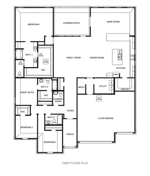 2D floor plan layout for the Bellwood by D.R. Horton in The Reserve at London, Corpus Christi, TX (Image 3). 2D floor plan layout for the Bellwood by D.R. Horton in The Reserve at London, Corpus Christi, TX (Image 3).