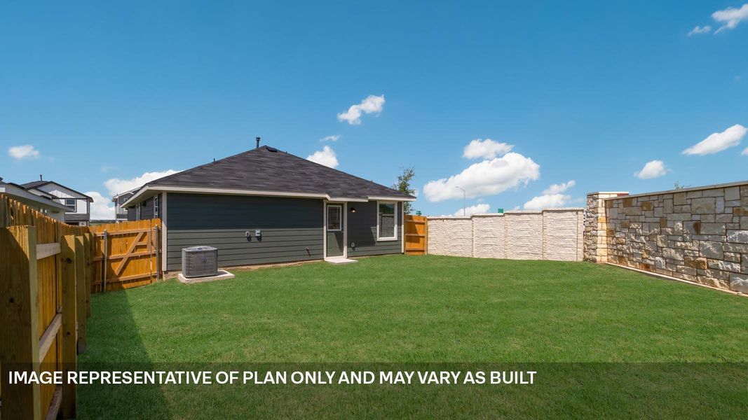 Exterior details and patio area of a home in Prairie Lakes, Buda (Image 15). Exterior details and patio area of a home in Prairie Lakes, Buda (Image 15).