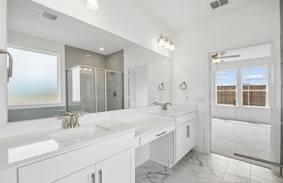 Primary bath with double vanity