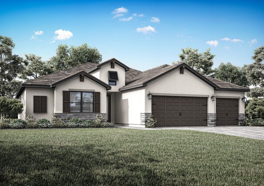 Exterior elevation rendering of the Montego. Exterior elevation rendering of the Montego.