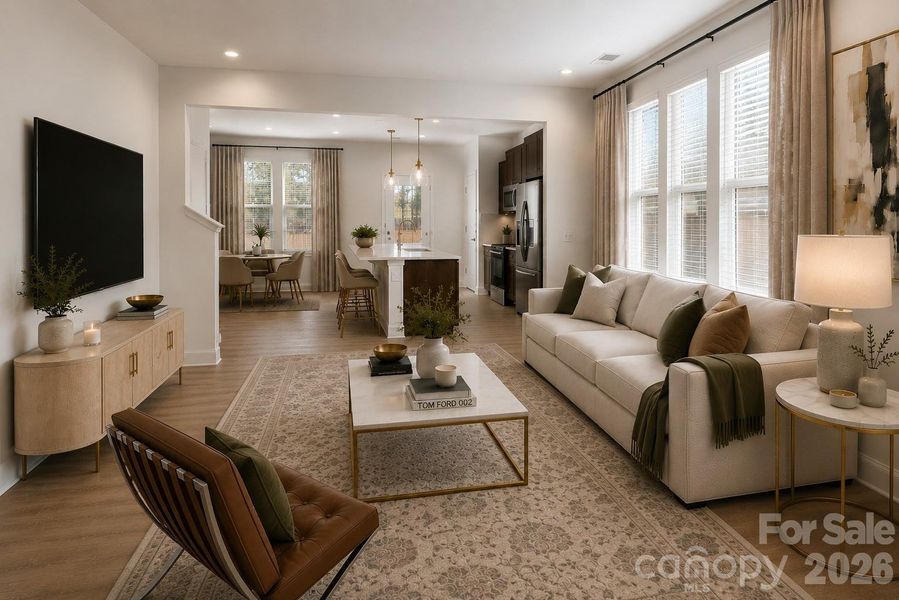 Living Room & Kitchen/Dining Room - Digital Representation.
