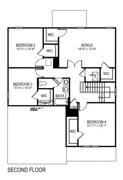 2D floor plan layout for the Salem by D.R. Horton in Sweetwater Village, Rockwell, NC (Image 4). 2D floor plan layout for the Salem by D.R. Horton in Sweetwater Village, Rockwell, NC (Image 4).