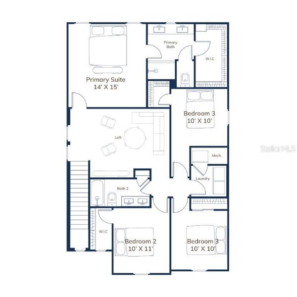 2D floor plan layout of this home in Sabana Reserve, Ocala, FL (Image 3).